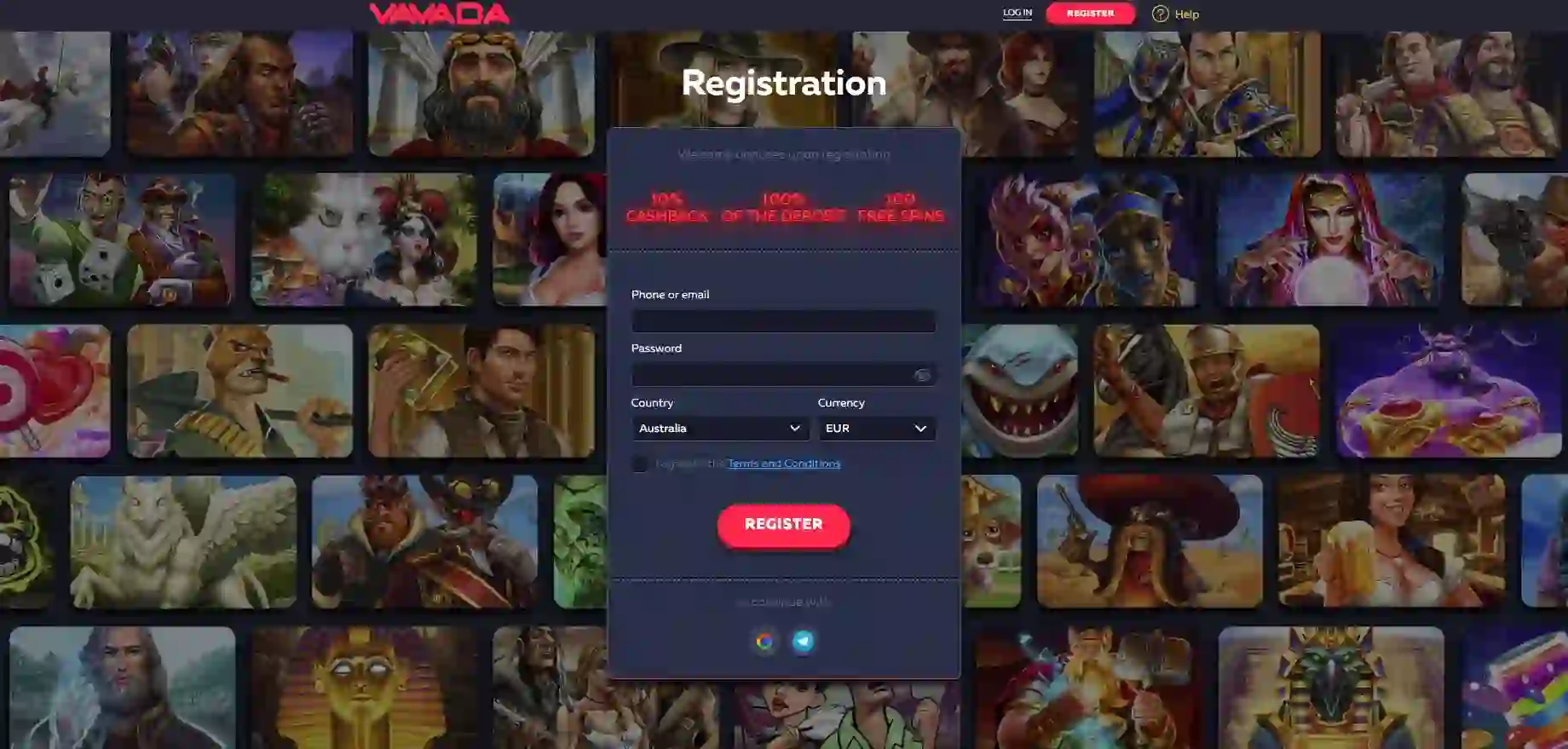 Vavada registration